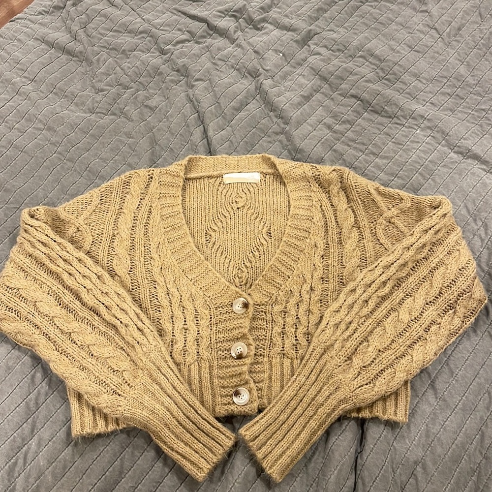 Cropped Button Up Sweater